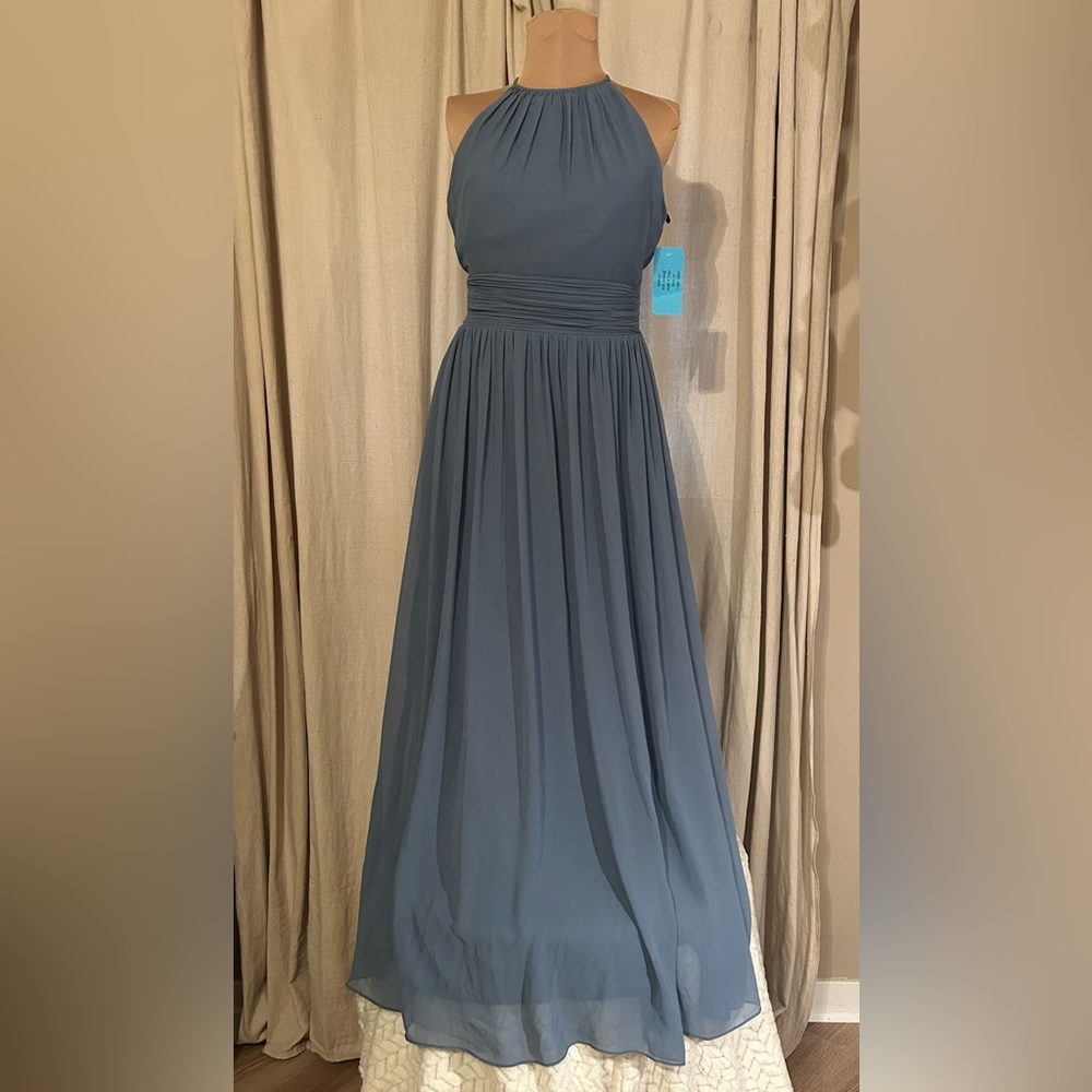 Bill Levkoff Blue Halter Dress
